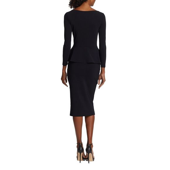 NWT Chiara Boni La Petite Robe Lila Mixed-Media Peplum Midi-Dress $695 - Picture 4 of 10